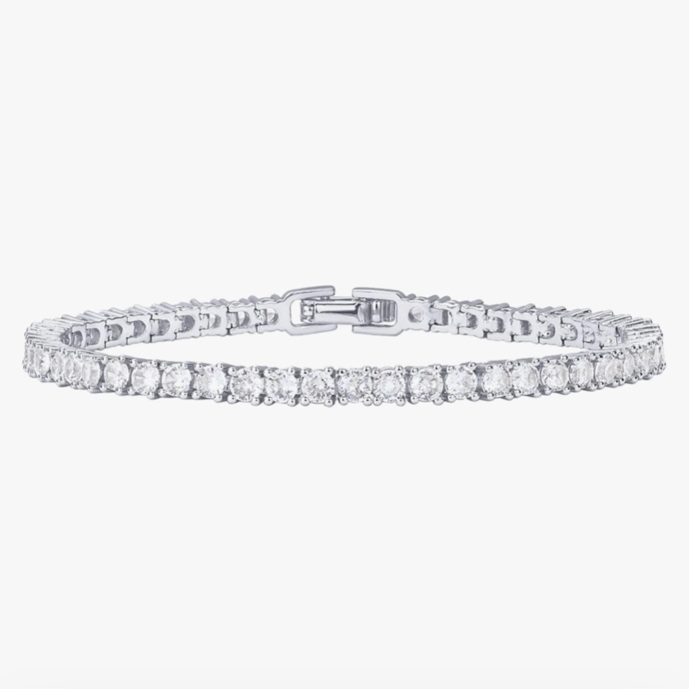 14K White Gold-Plated Tennis Bracelet (7 Inches)